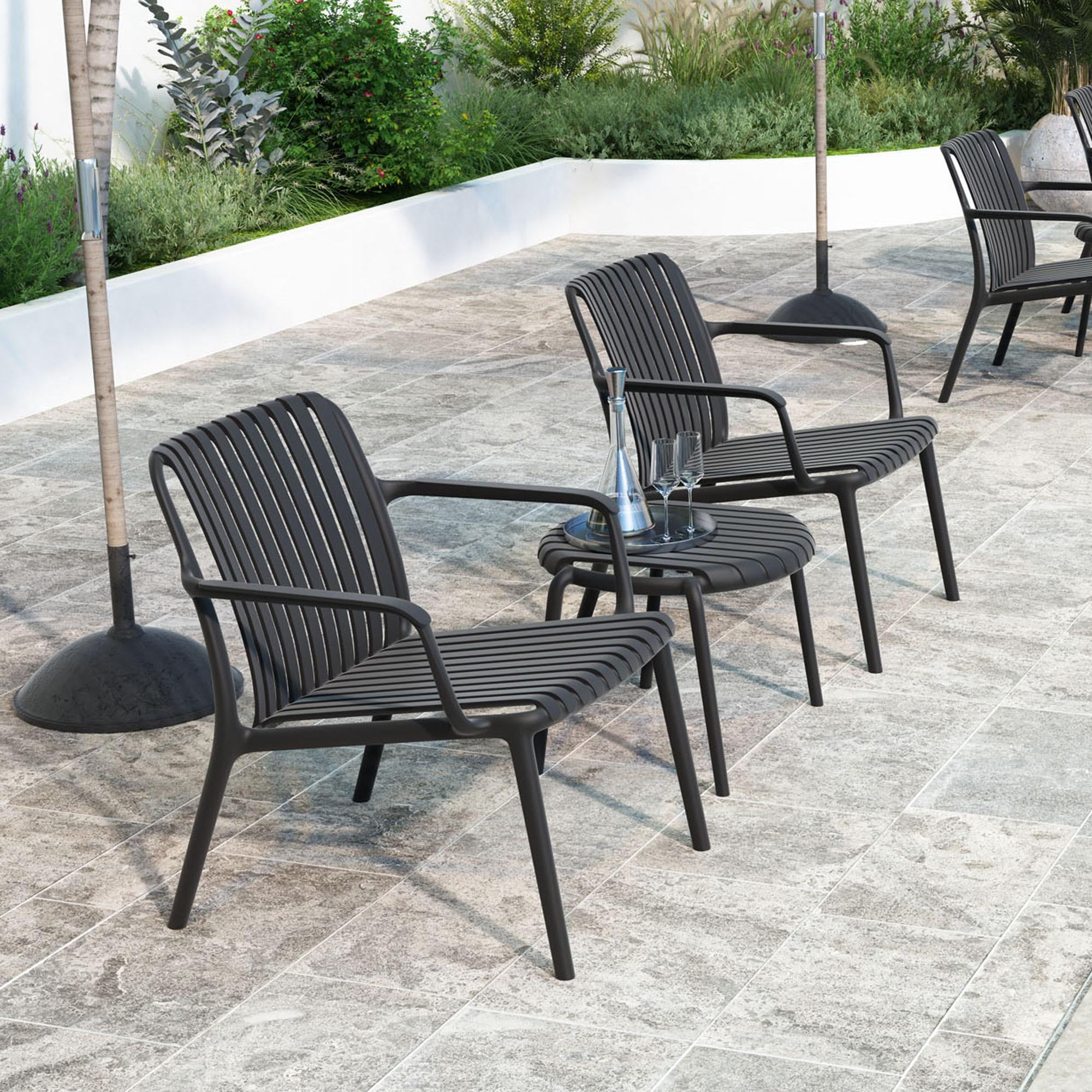 Fiji Stackable Indoor or Outdoor Modern Lounge Chair - Black - Set