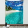 thumbnail image 1 of Fiji Tapestry, Clear Still Waters Surrounding a Stunning Island, Wall Hanging for Bedroom Living Room Dorm Decor, 60W X 80L Inches, Night Blue Dark Seafoam Olive Green and Eggshell, by Ambesonne, 1 of 5