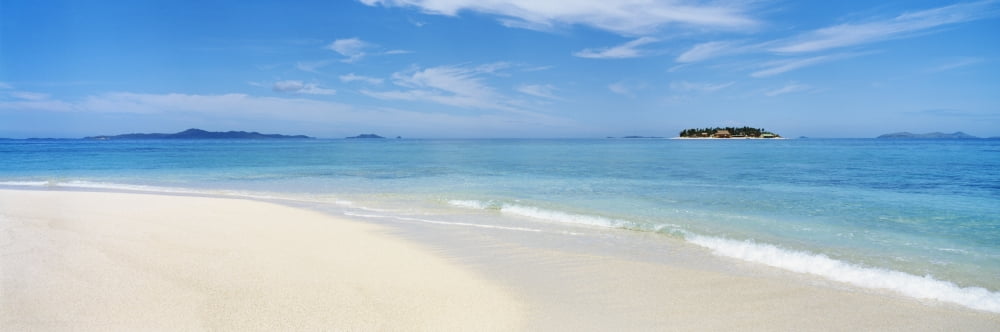 Fiji White Sand Beach And Calm Blue Ocean Water Beachcomber Island Canvas Art - Bill Schildge Design Pics (36 x 12)