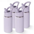 thumbnail image 1 of Fijinhom 4 Pack 12oz Kids Water Bottle with Straw, Stainless Steel, BPA-Free, Leak-Proof, Vacuum Insulated for School or Travel, Purple, 1 of 8