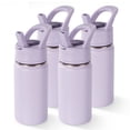 thumbnail image 1 of Fijinhom 4 Pack 12oz Kids Water Bottle with Straw, Stainless Steel, BPA-Free, Leak-Proof, Vacuum Insulated for School or Travel, Purple, 1 of 8