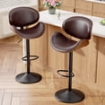 thumbnail image 1 of Fijinhom Bar Stools Set of 2, Adjustable Swivel Barstools with Bentwood Back & Leather Seat for Kitchen, Bar, Dining Room, 1 of 8