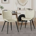 thumbnail image 1 of Fijinhom Dining Chairs Set of 2, Modern PU Leather Dining Room Chair with Back, Upholstered Kitchen Chairs with Metal Legs and Handle, 1 of 8