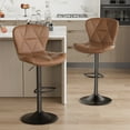 thumbnail image 1 of Fijinhom Faux Leather Bar Stools Set of 2 with Metal Base for Kitchen Counter Dining Room,Brown, 1 of 9