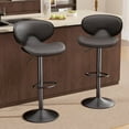 thumbnail image 1 of Fijinhom Modern Ergonomic Adjustable Bar Stools with PU Leather and Large Base Set of 2, 1 of 7