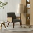 thumbnail image 1 of Fijinhom Modern Woven Rattan Armchair with Linen Fabric and Rubberwood Legs, 1 of 7