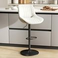 thumbnail image 1 of Fijinhom Swivel Bar Stools Set of 1 with Backs, Adjustable Counter Height Island Chairs, Tech Fabric, White, 1 of 11