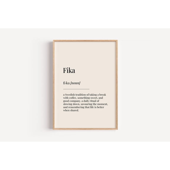 Fika Definition Swedish Coffee Kitchen Wall Art Decor Unframed Paper Print