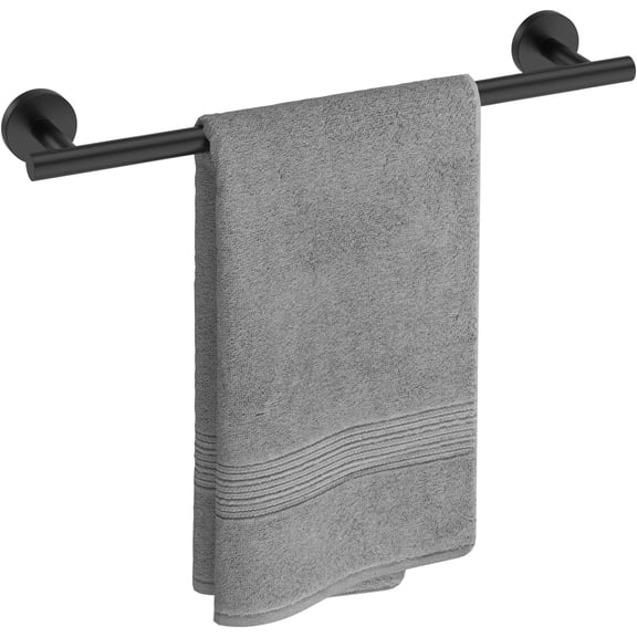 Fil-Fresh Matte Black Towel Bar, 16-Inch Wall Mounted Towel Rack, Heavy Duty Stainless Steel Towel Holder, Rustproof Bath Towel Rod for Bathroom, Home & Apartment Essentials