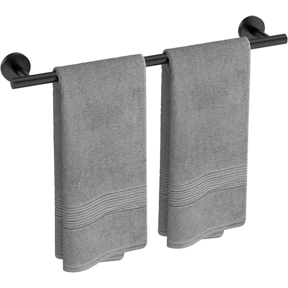 Fil-Fresh Matte Black Towel Bar, 24-Inch Wall Mounted Towel Rack, Heavy Duty Stainless Steel Towel Holder, Rustproof Bath Towel Rod for Bathroom, Home & Apartment Essentials