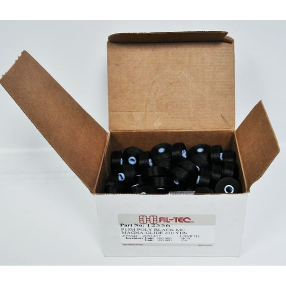 Fil-Tech Magna-Glide Poly Classics Style M Jumbo 222yd Prewound Bobbins 100ct Black