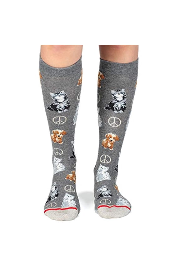 France Women's Knee High, Lili Cat and Dog, US 7/9.5 (FR 39/42, UK 5.5/8)