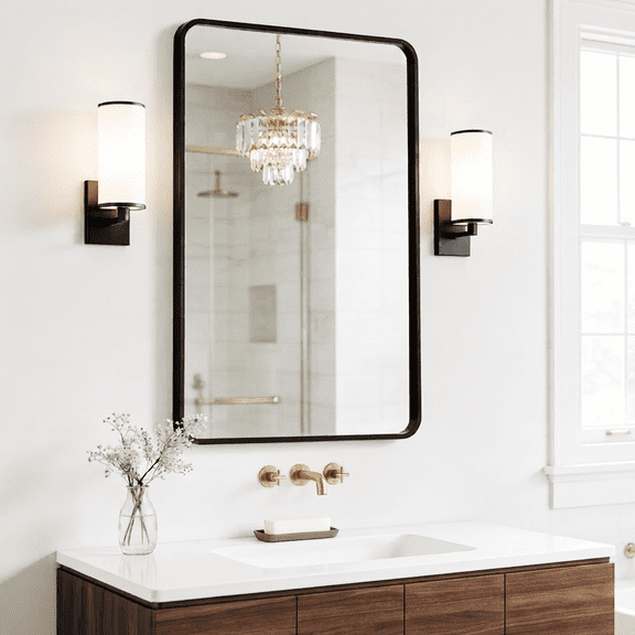 Fil-fresh 80x100cm Extra Large Rectangular Wall Mirror Black Frame Wall Mirror