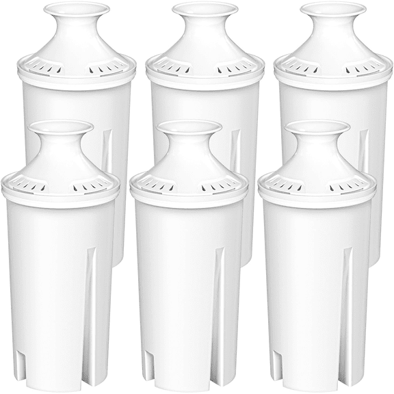 Fil-fresh 6-Pack Standard Water Filter Replacements for Brita Water Pitchers and Dispensers, Reduce Chlorine and Bad Taste, BPA free