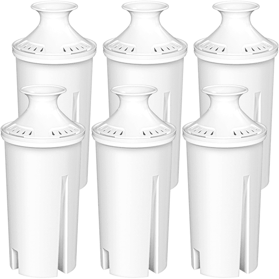 Fil-fresh 6-Pack Standard Water Filter Replacements for Brita Water Pitchers and Dispensers, Reduce Chlorine and Bad Taste, BPA free