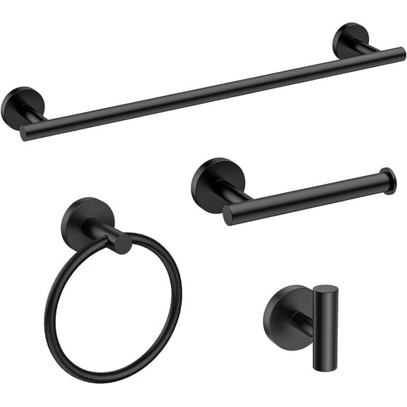 Fil-fresh Brushed Nickel Bathroom Hardware Set, 4-Piece Wall Mounted Bathroom Accessories Set, 24-Inch Towel Bar with Toilet Paper Holder, Towel Ring & Robe Hook, SUS304 Stainless Steel