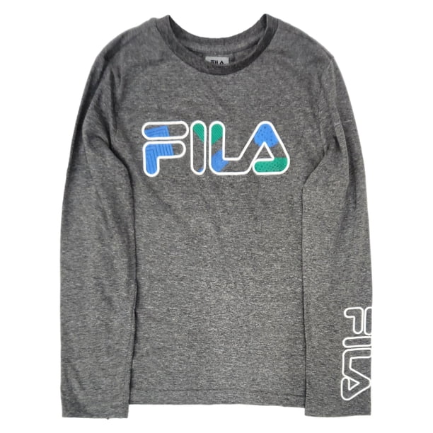 Fila Boys Gray Long Sleeved FILA Skater T-Shirt Tee Long Sleeved