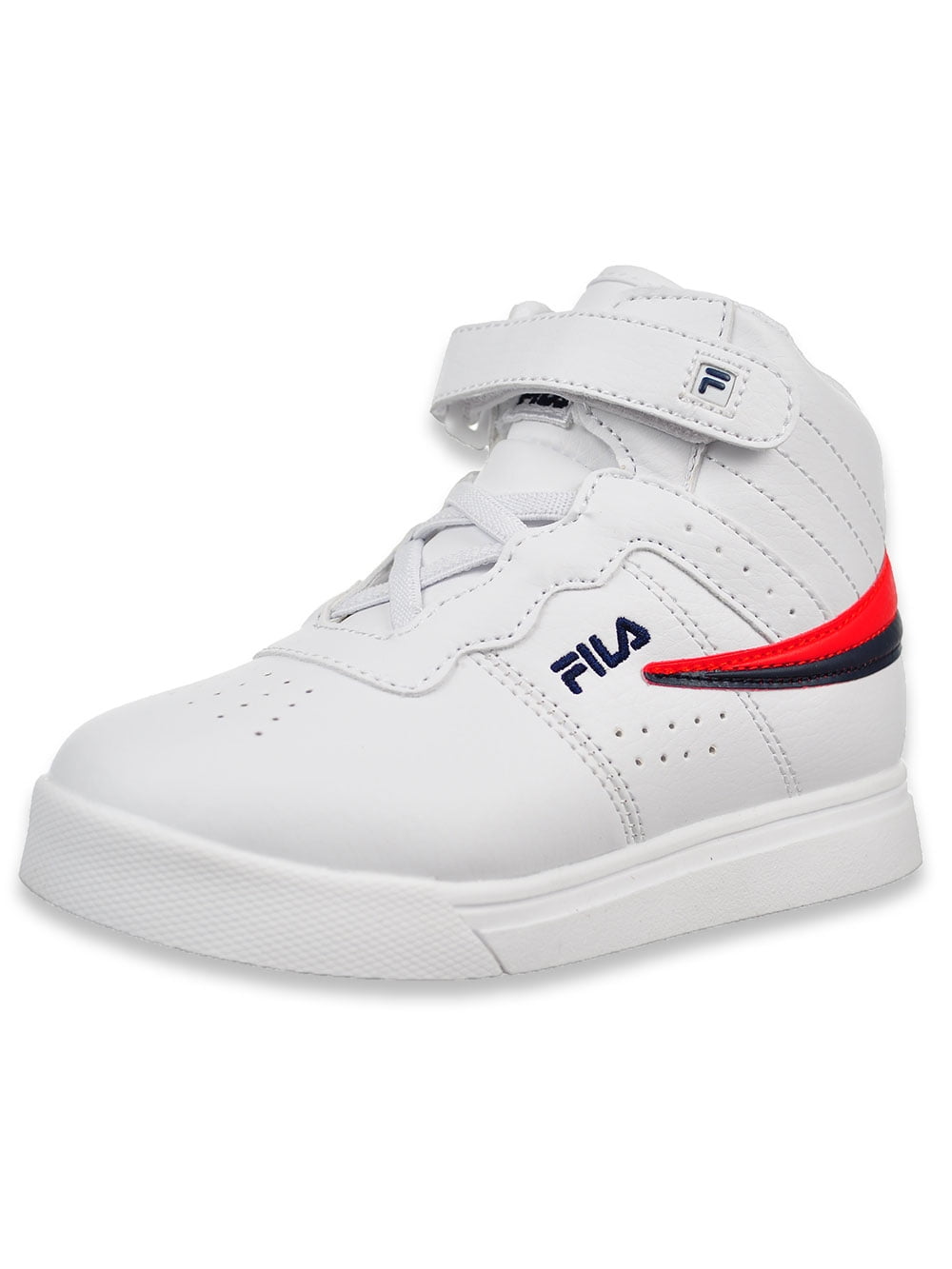 Fila Boys' Vulc 13 Mid Plus Hi-Top Sneakers (Sizes 6 - 10) -  white/navy/red, 10 toddler