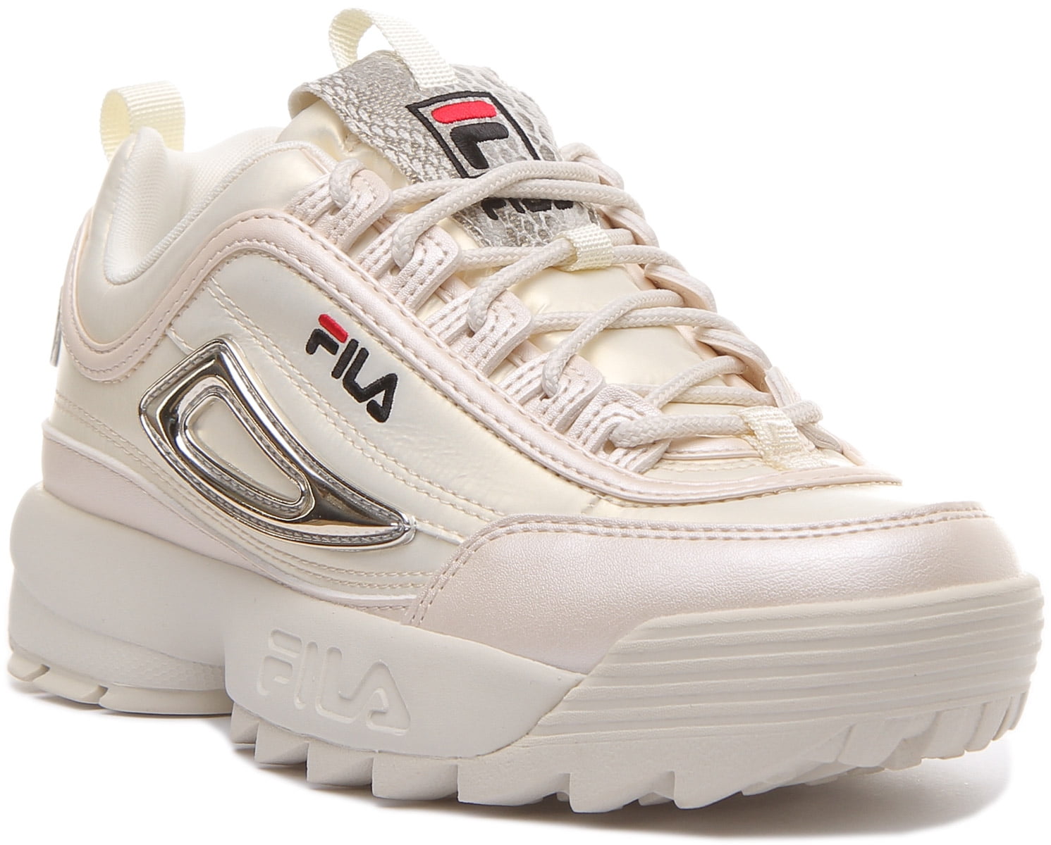 Fila Disruptor N Low Women's Lace Up Chunky Sole Synthetic Trainers In  Cream Size 7 
