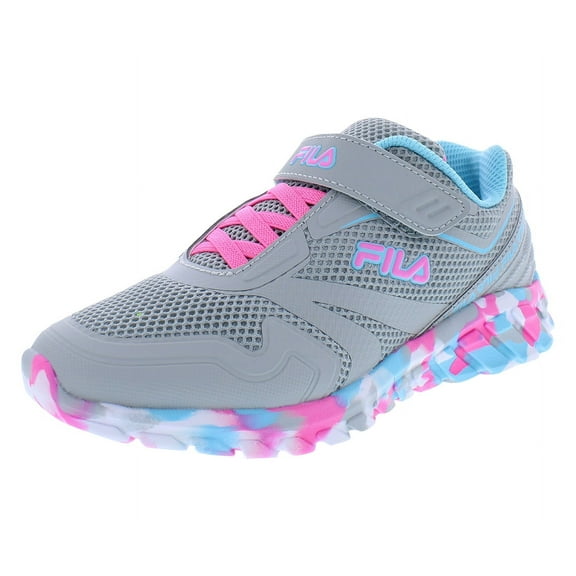 Fila Galaxia 4 Strap Mashup PS Girls Shoes Size 11.5, Color: Grey/Pink/Blue