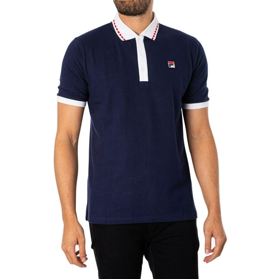 Fila Graphic Dyed Rib Polo Shirt, Blue