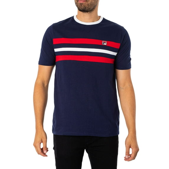 Fila Justin Cut & Sew Colour Block T-Shirt, Blue
