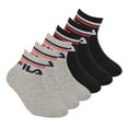 thumbnail image 1 of Fila Kid's Socks, 6-Pack - Quarter, Logo, Stripes, Solid Color Black/Grey 27-30, 1 of 3
