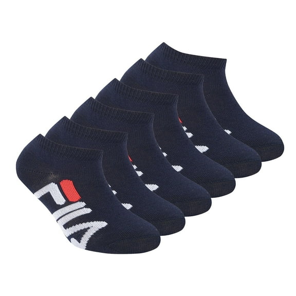 Fila Kids Socks, 6 Pack - Invisible Sneakers, Logo, Solid Color Blue 23-26