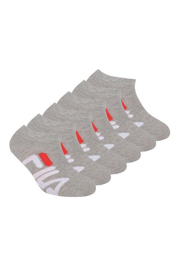 Kids Socks, 6 Pack - Invisible Sneakers, Logo, Solid Color Grey 23-26