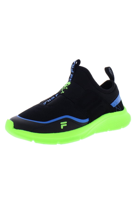 Landbuzzer Graphic Boys Shoes Size 4, Color: Black/Lime/Blue
