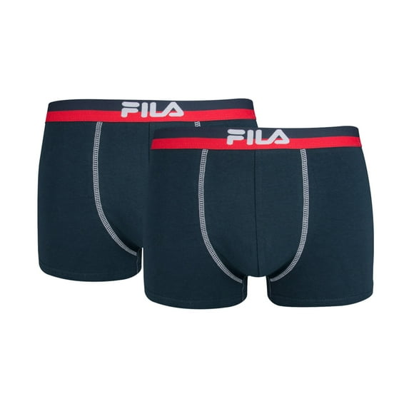 Fila Men's Boxer Shorts, 2 Pack - Logo Waistband, Urban, Cotton Stretch, Plain