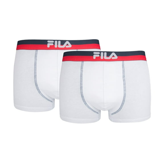 Fila Men's Boxer Shorts, 2 Pack - Logo Waistband, Urban, Cotton Stretch, Plain