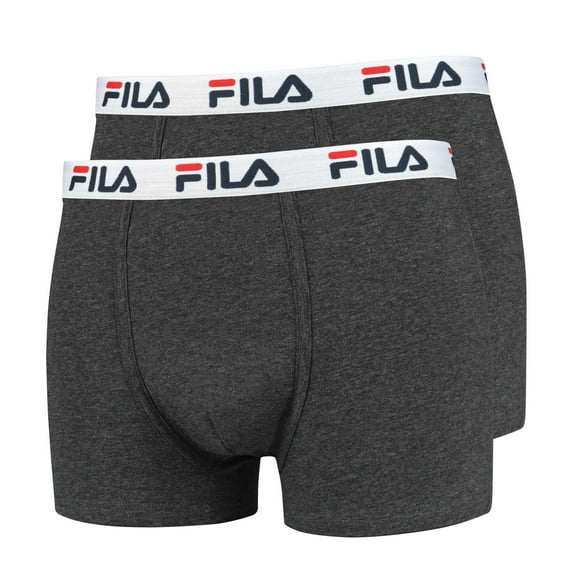 Fila Men's Boxer Shorts, Pack Of 2 - Cotton, Plain Dark Grey M (Medium)