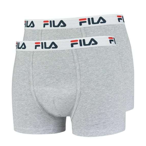 Fila Men's Boxer Shorts, Pack Of 2 - Cotton, Plain Light Gray M (Medium)