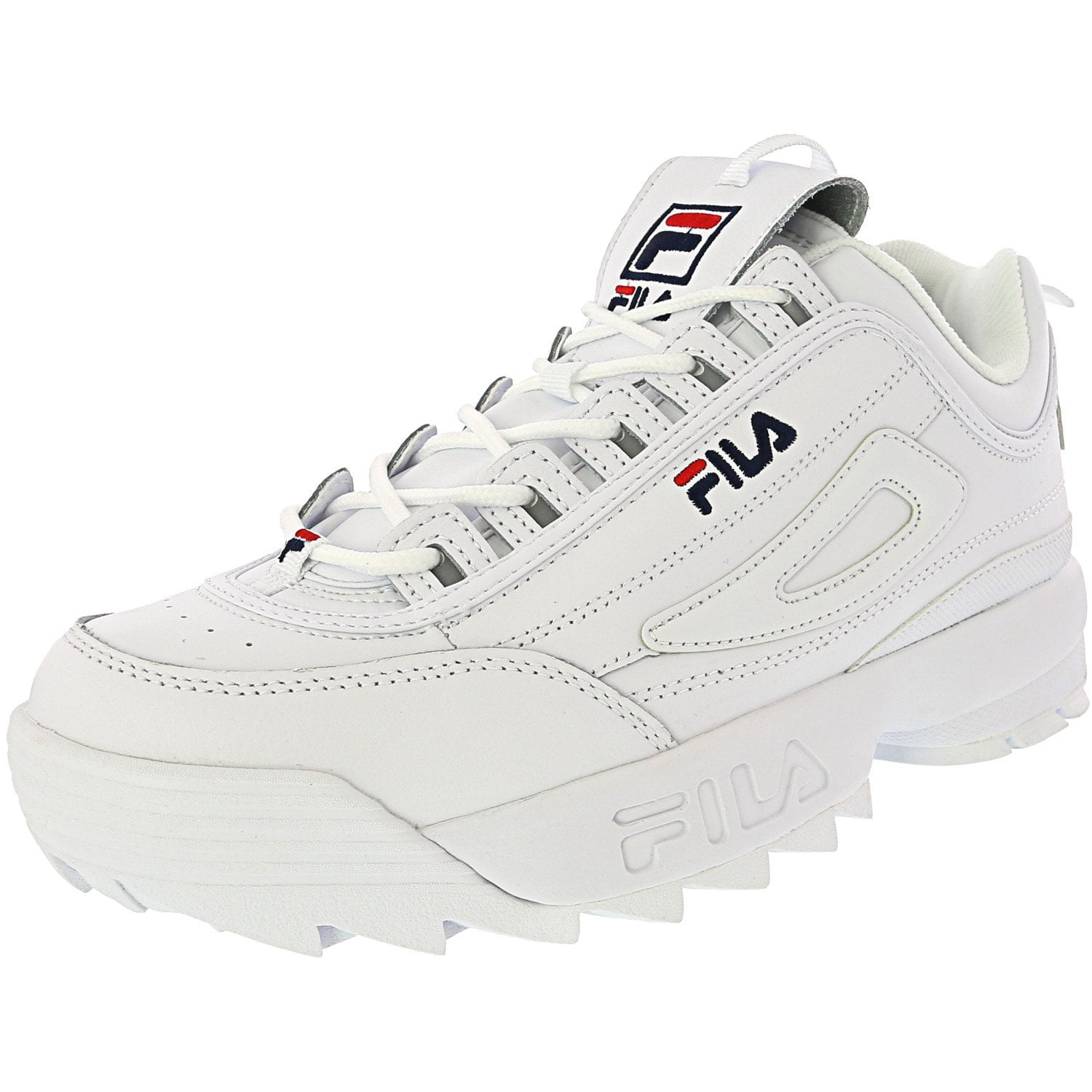Fila Men's Disruptor Preium White Navy Red Ankle-High Leather Sneaker - 9.5M - Walmart.com
