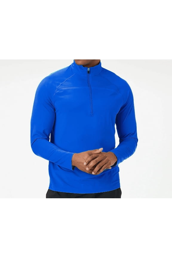 Men`s Essentials Half Zip Tennis Top Royal Blue (Medium)