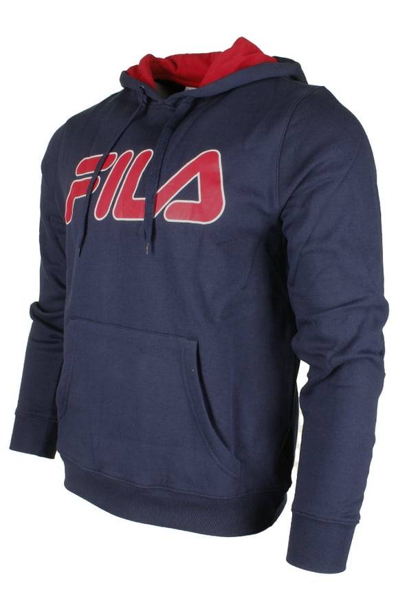 Men's Filled Outline Graphic Logo Front Pocket Heavy Fleece Hoodie Black S