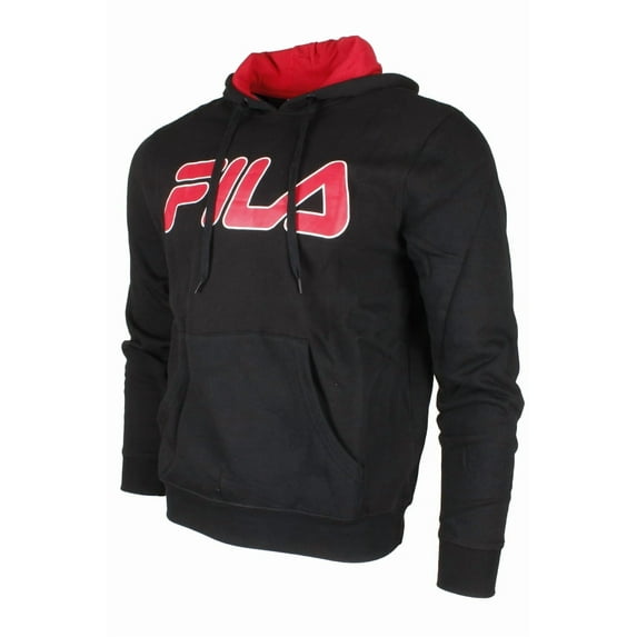 Fila Men's Filled Outline Graphic Logo Front Pocket Heavy Fleece Hoodie Black XL