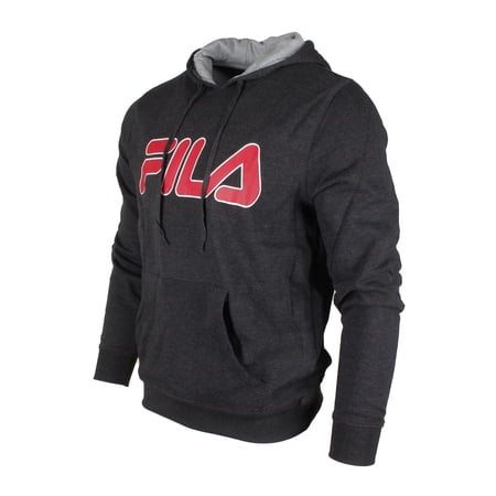 Fila Men's Filled Outline Graphic Logo Front Pocket Heavy Fleece Hoodie Blk H S