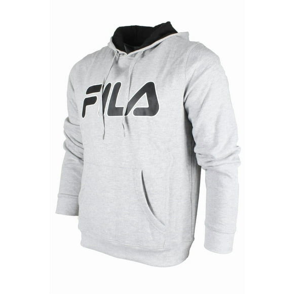 Men's Filled Outline Graphic Logo Front Pocket Heavy Fleece Hoodie Grey S