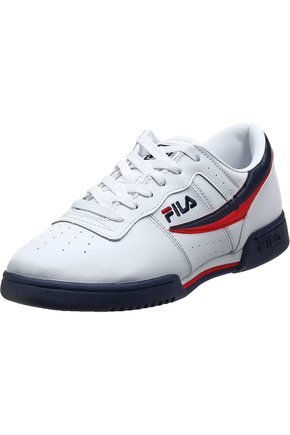 Men's Original Fitness Lea Classic Sneaker, White/White/Navy Red, Size M 10.5