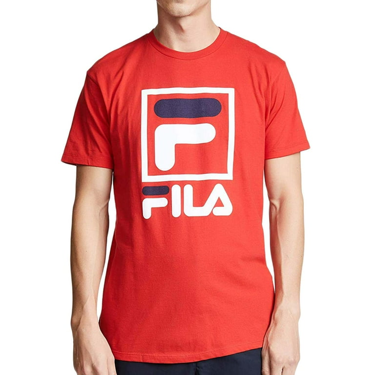 Fila Men's Stacked Tee Shirt Chinese Red-White-Navy lm163xf4-622