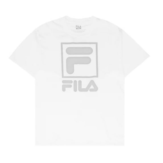 Fila Men's T-Shirt Stacked Graphic Print Cotton Short Sleeve Tee Shirt, White, 2XL
