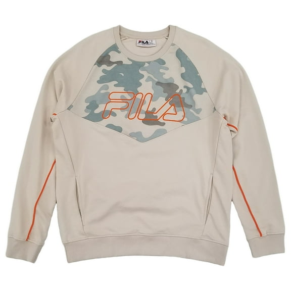 Fila Mens Beige Camouflage French Terry Crew Pullover Sweatshirt Medium