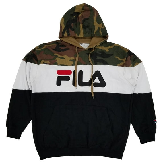 Fila Mens Big & Tall Camouflage White Black Pullover Hoodie Sweatshirt 3XLT