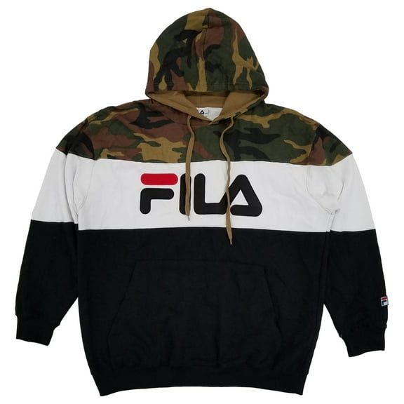 Fila Mens Big & Tall Camouflage White Black Pullover Hoodie Sweatshirt 4XLT