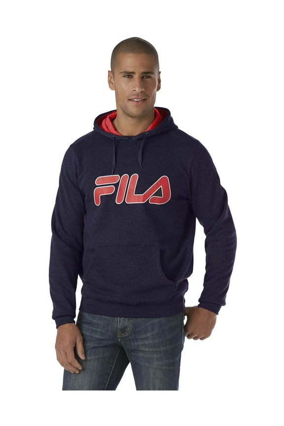Mens Contrast Logo Pullover Hoodie Medium Navy