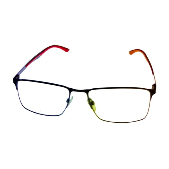 Fila Mens Gunmetal Red Rectangle Metal Eyewear Frame VF9943. 0SRH. 54mm