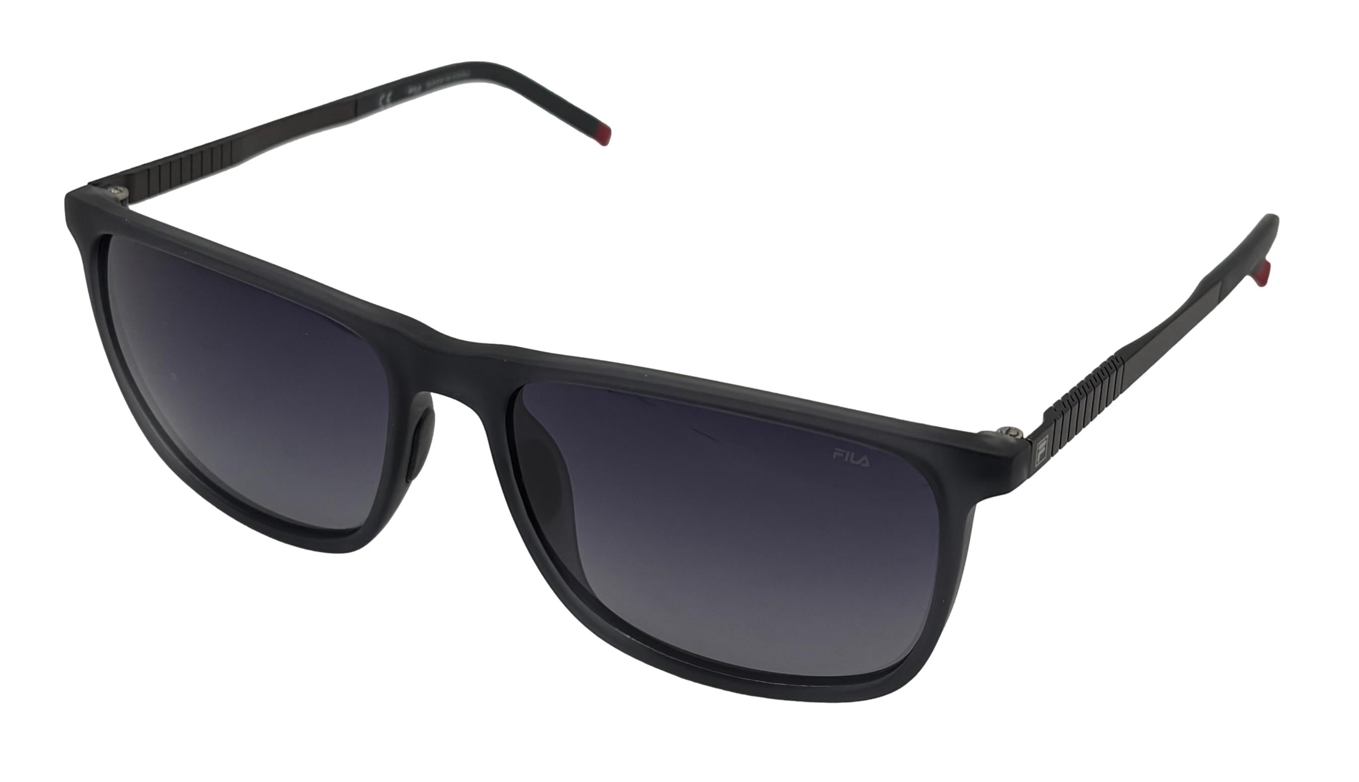 Fila Black Plastic  Sunglasses Fila Mens Black Rectangle Plastic Sunglass Flash Lens  main image 3