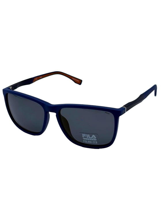 Flash Lens Polarized Men's Plastic Sunglasses, Matte Blue